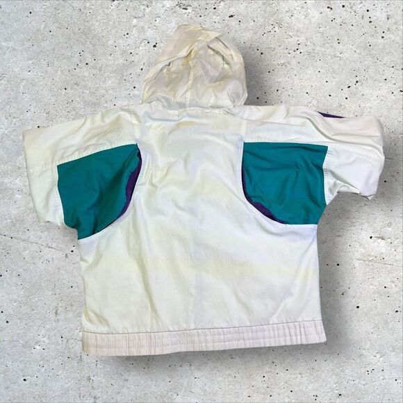 Eagles Ridge Full Zip Windbreaker Size Large Retro Geometric White Jacket - Picture 3 of 13